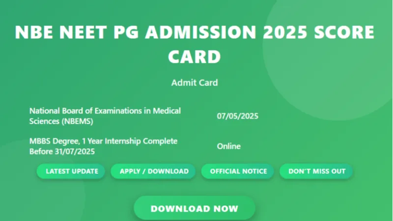 NBE NEET PG Admission 2025 Score Card