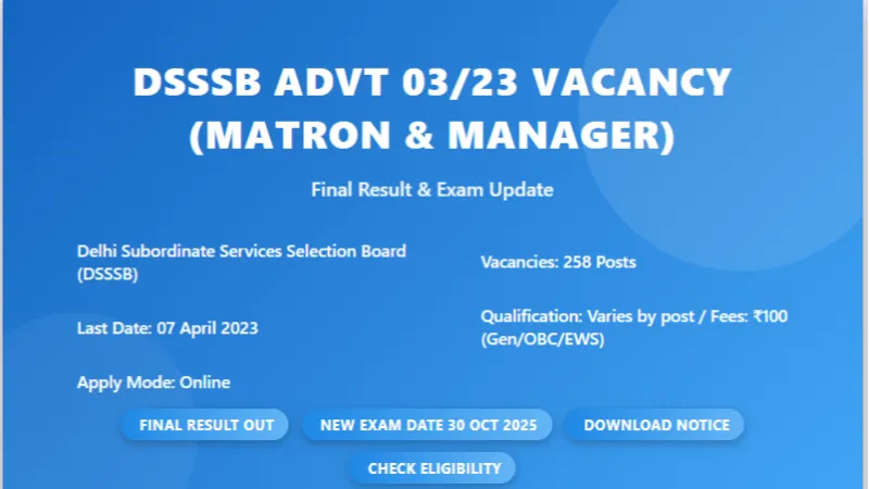 DSSSB Manager Tier-II Admit Card 2025