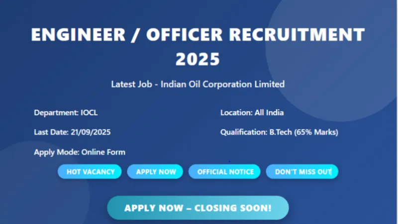 IOCL Engineer/Officer Recruitment 2025