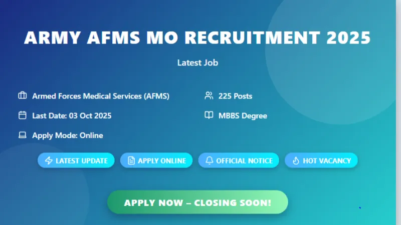 Army AFMS MO Recruitment 2025