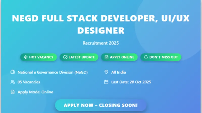 National e Governance Division Recruitment 2025 – Apply Online for 05 Full Stack Developer, UI/UX Designer and More Posts