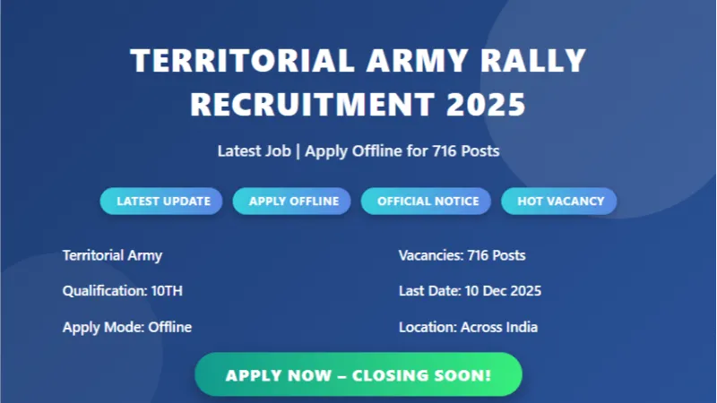 Territorial Army Rally Recruitment 716 Soldier Posts 2025 Apply Offline