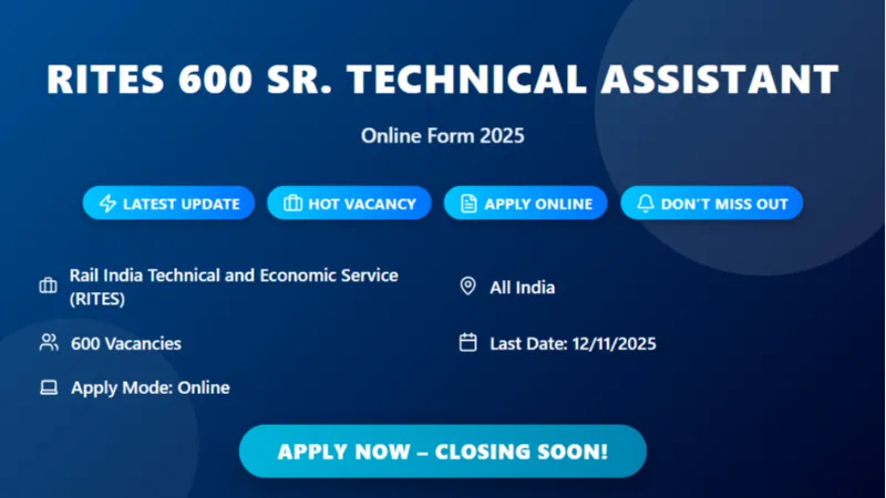 Rail India Technical and Economic Service Senior Technical Assistant 600 Vacancy Drive