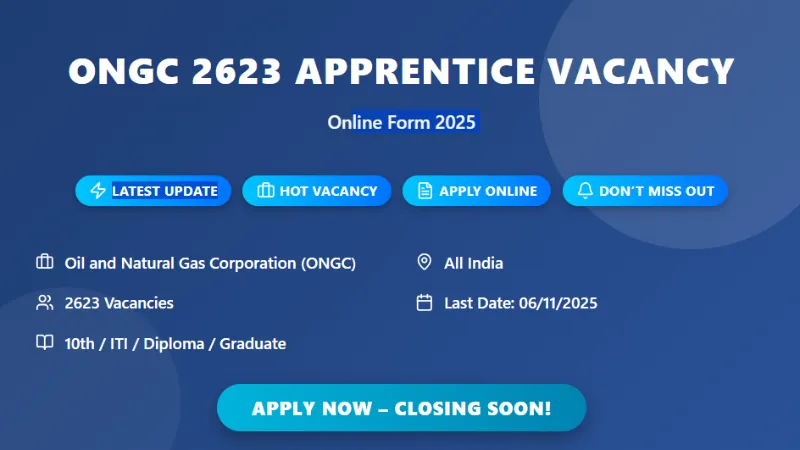 Oil and Natural Gas Corporation ONGC 2623 Apprentice Posts Recruitment 2025 Online Form