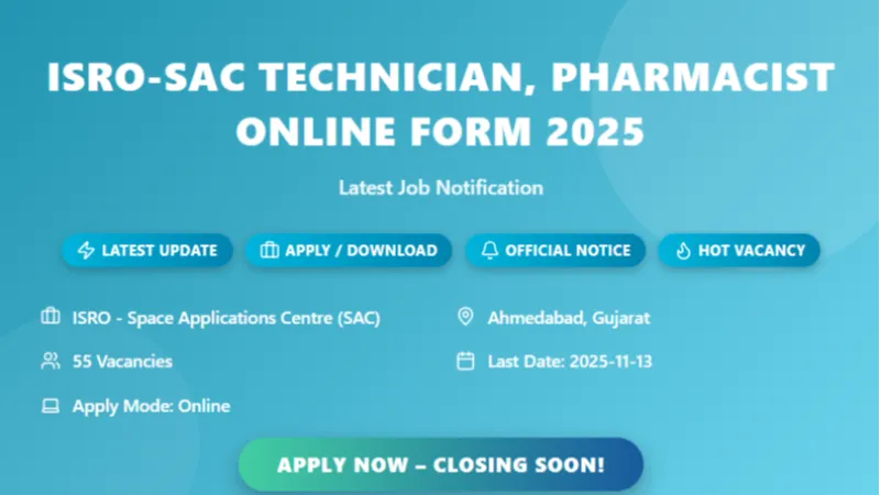 ISRO SAC Technician and Pharmacist Recruitment 2025