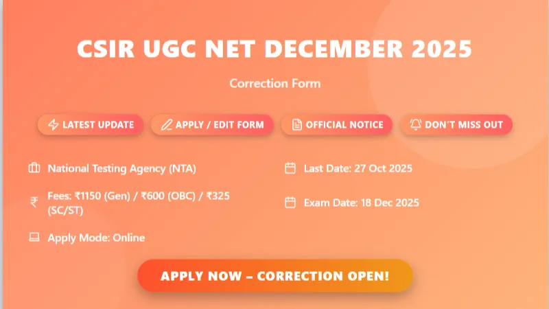 Joint CSIR UGC NET December 2025 National Eligibility Test for Science