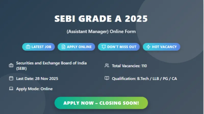 SEBI Grade A Assistant Manager Recruitment Across Multiple Streams 2025