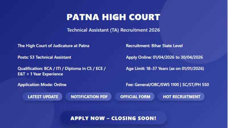 Patna High Court Technical Assistant Recruitment 2026