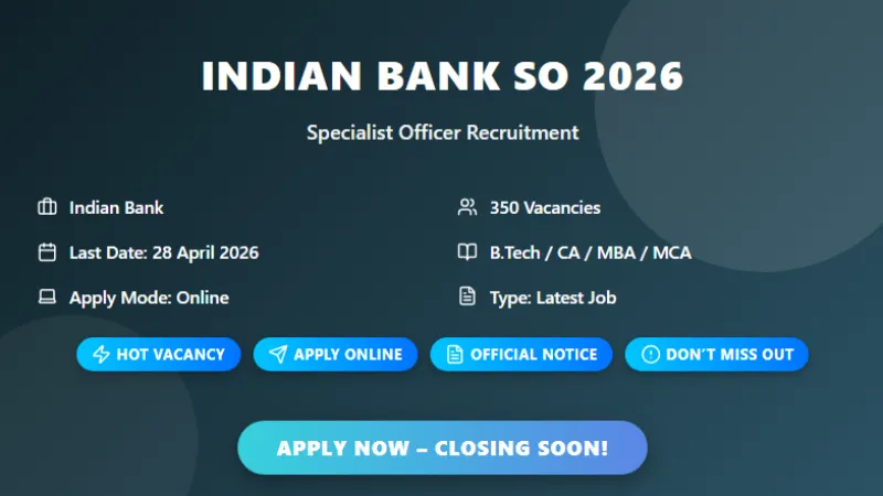 Indian Bank SO 350 Posts