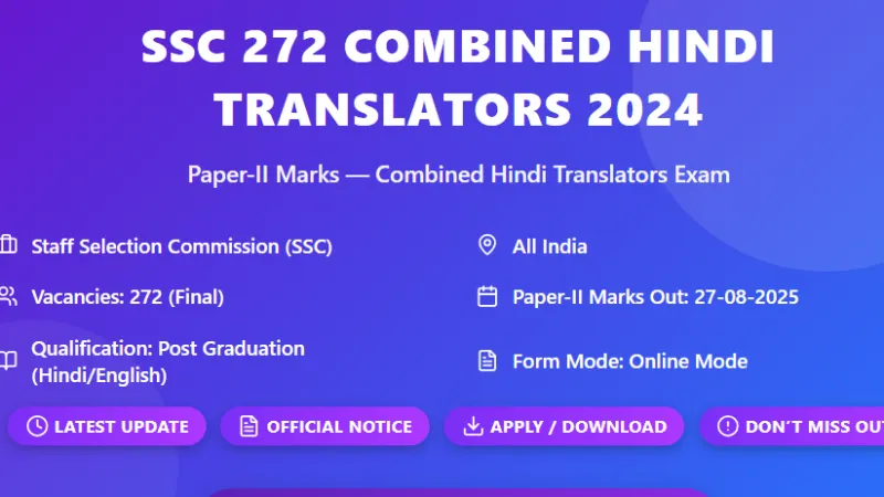 SSC CHT Final Result 2024 Paper-II Marks