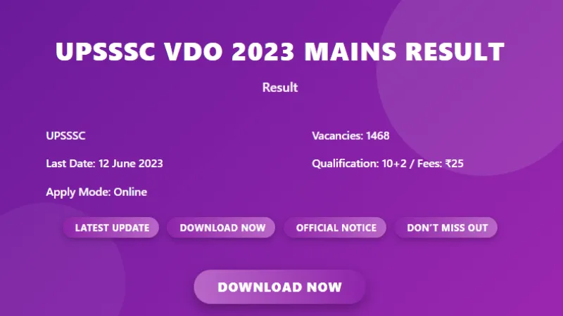 UPSSSC VDO 2023 Mains Result