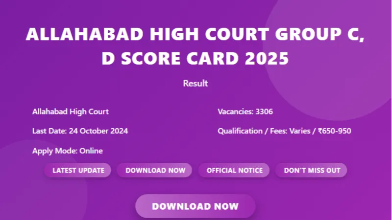 Allahabad High Court Group C, D Score Card 2025