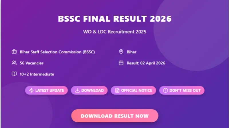 Bihar BSSC Welfare Organiser & LDC Final Result 2026