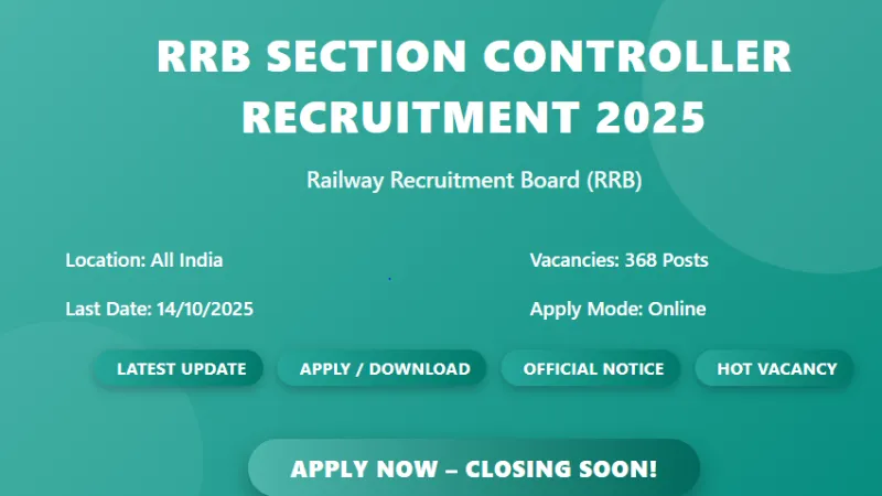 RRB Section Controller Recruitment 2025
